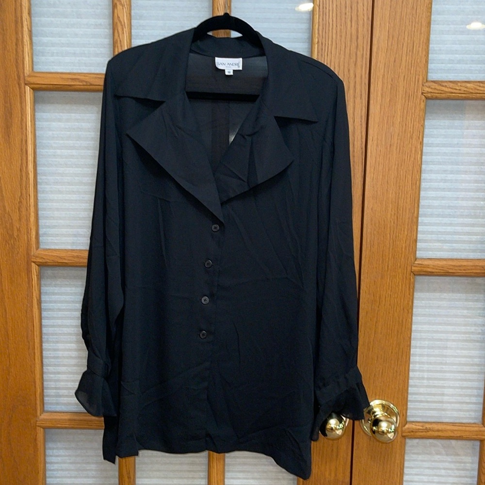 Chic Black Women's Button-Up Tunic by Van Heusen